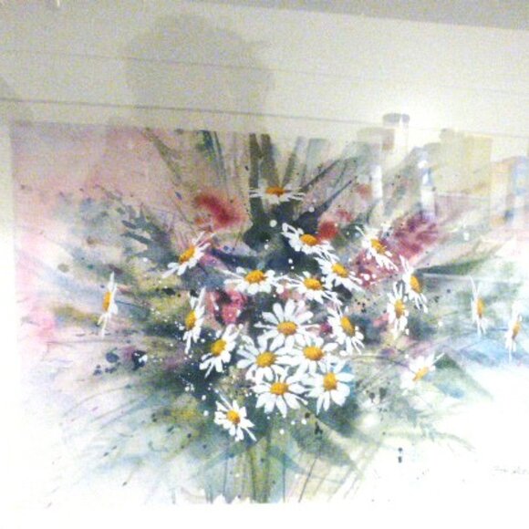1993 SIGNED Original WATERCOLOR Jim Taleski BOUQUET of FLOWERS Silver Frame - Picture 4 of 14